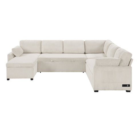 Convertible U-Shaped Sectional Sofa Bed With Reversible Chaise