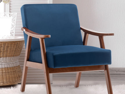 Mid Century Modern Accent Chair With Solid Wood Frame And Extra Thick Backrest