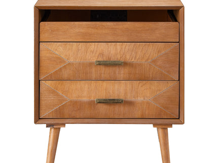 Nightstand With Charging Station, 2 Drawers And Open Shelf, USB / Type C Ports