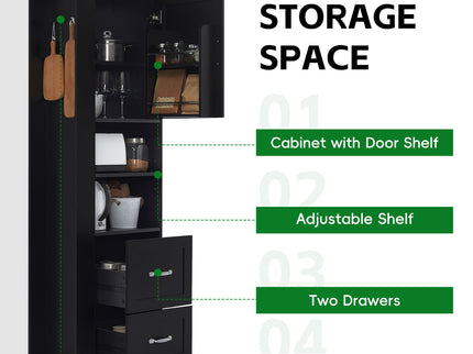 Freestanding Bathroom Storage Cabinet With Adjustable Shelves And Side Hooks Board, Rectangle Design