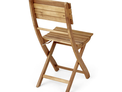 Outdoor Foldable Wood Dining Chair With Slat Design (Set of 2)