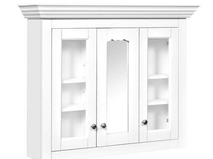Bathroom Medicine Cabinet With Mirror, 5 Adjustable Closed Shelves, Wall-Mounted - White
