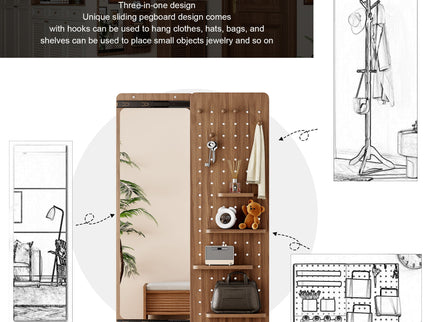 Wall Mounted Full Length Mirror With Shelf And Hook