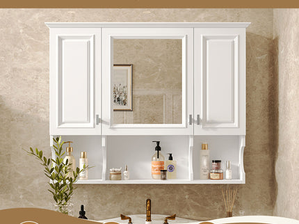 Wall Mounted Bathroom Medicine Wall Cabinet With Mirror & Open Shelves