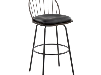 Riley - Claire Farmhouse Fixed Height Barstool With Swivel With Round Footrest (Set of 2)