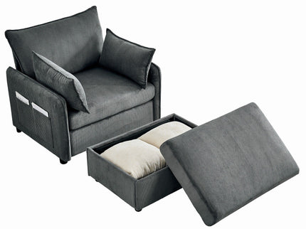 Comfy Oversized Chaise Lounge Chair With Ottoman And Storage