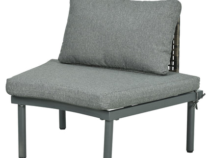 6 Piece Patio Set, Half Moon Outdoor Sectional Sofa With 2 High Low Coffee Tables, 4 Pillows & Cushions