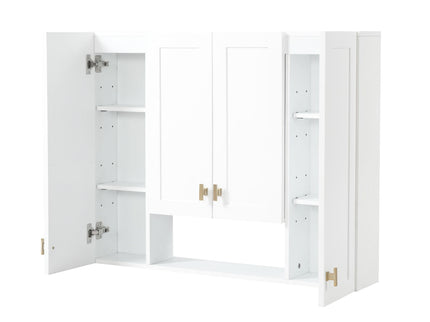 30" Bathroom Cabinet With 5 Adjustable Shelves, Wall Mounted Medicine Cabinet - White