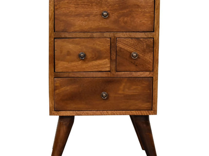 4 Drawer Multi Bedside Table - Chestnut