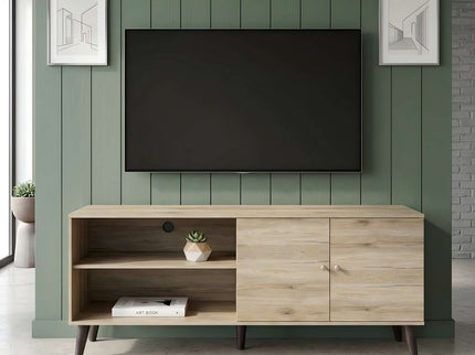 Amidon - TV Stand, With 2 Storage Shelves And 1 Cabinet