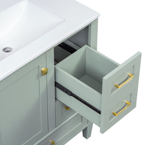 Bathroom Vanity, Modern Bathroom Cabinet With Sink Combo Set, Bathroom Storage Cabinet With A Soft Closing Door And 3 Drawers, Solid Wood Frame