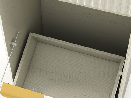Tilt Out Trash Can Cabinet With Wave Textured Drawer & Pull Out Bin