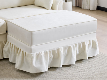 Cloud Sofa With Removable Ruffled Skirt With Ottoman And Flared Arms