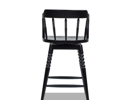 Breda - Turned Bubble Spindle Low Back Counter Stool - Black