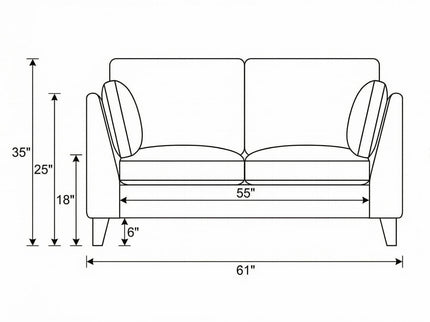 Loveseat Sofa With Upholstery - Gray