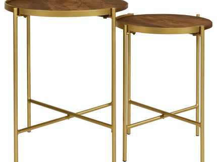 Genevieve - 2 Piece Round Nesting Table - Gold
