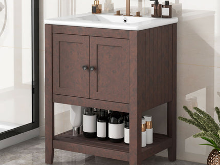 Modern Bathroom Vanity With Sink And Open Shelf