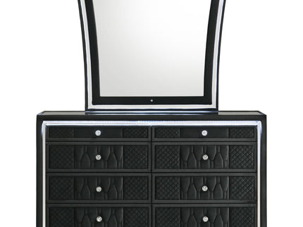 Mika - 8 Drawer LED Dresser With Mirror - Black