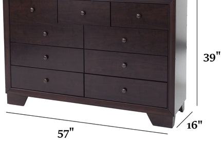 1 Piece Dresser With 9 Drawers - Brown