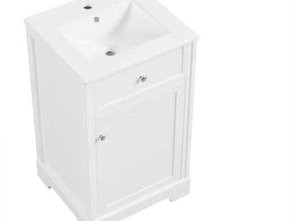 20" Bathroom Vanity With Sink, Soft Closing Cabinet Door, Adjustable Shelf & Storage Rack - White