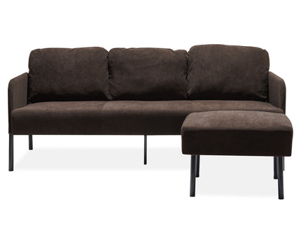Modern L Shaped 3 Seater Sofa With Ottoman, Upholstered Couch For Small Spaces