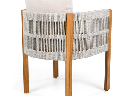 Outdoor Dining Chairs & Rope Handles (Set of 2) - Beige / Teak