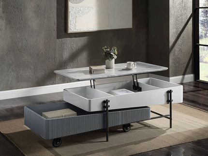Wilkins - High Gloss Coffee Table With Lift Top - Gray / White