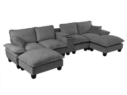 Modular Cloud Couch Sofa With Cup Holders & Storage, USB Port