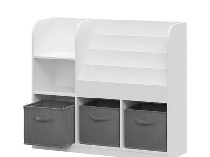 Bookcase And Bookshelf With 3 Collapsible Drawers, Multifunctional Display Stand