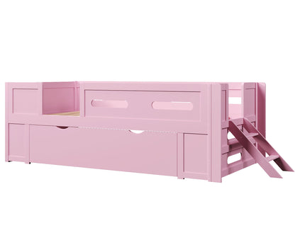Platform Bed With Guardrail And Drawer