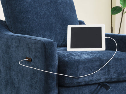 Swivel Arm Chair With USB Type-C Charging And Book Pocket