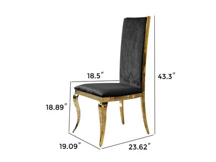 Dining Chair (Set of 2) With Unique Backrest Stainless Steel Legs - Gold