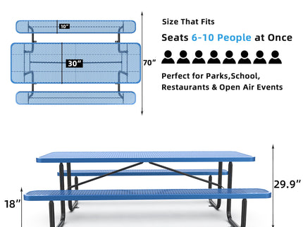 Metal Expanded Rectangular Picnic Table