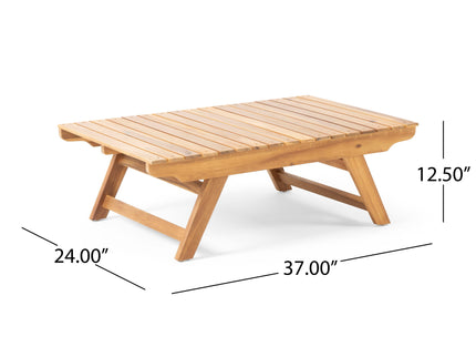 Outdoor Acacia Wood Coffee Table With Open Slat Design