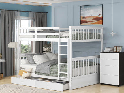 Bunk Bed With Ladders And 2 Storage Drawers
