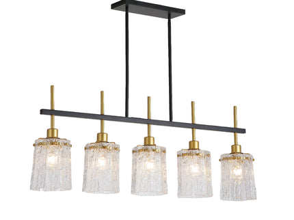 Chandelier 5 Light, Fixture Over Table - Black / Gold
