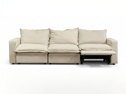 Plush Pillow Top Reclining Sofa, 3 Seat - Cream Beige