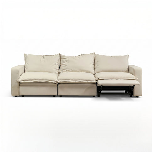 Plush Pillow Top Reclining Sofa, 3 Seat - Cream Beige