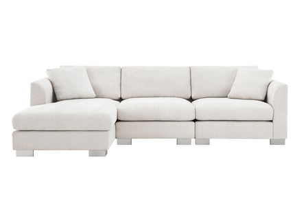 Modern Cloud Sectional Sofa L Shaped Luxury Couch Set With 2 Free Pillows 4 Seat With Oversized Chaise