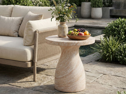 Outdoor / Indoor Travertine Side Table Lightweight