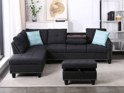 Alger - Left Hand Facing Sofa & Chaise With Ottoman