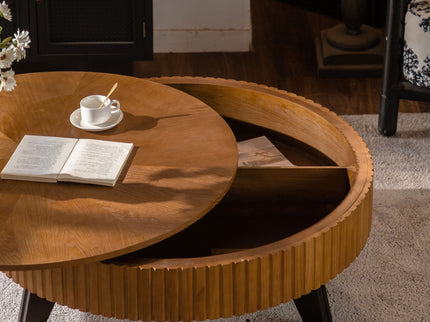 Round Retro Coffee With Solid Wood Legs