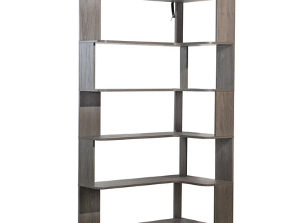 Freestanding Corner Bookshelf For Living Room - Dark Brown