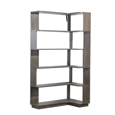 Freestanding Corner Bookshelf For Living Room - Dark Brown