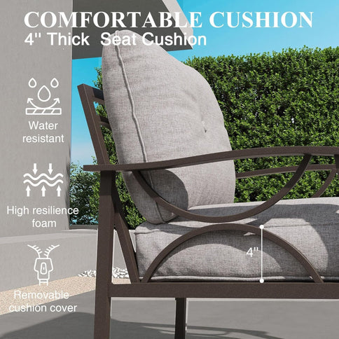 Patio Furniture Set, Coffee Table And Cushions For Backyard