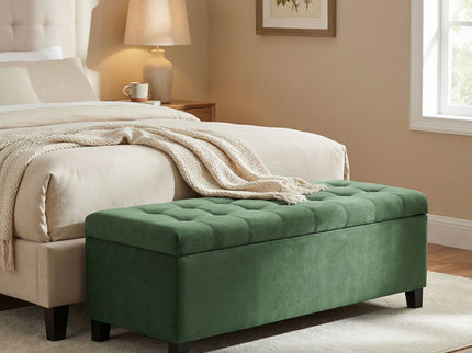 Upholstered Storage Ottoman Bench, Foot Rest For Bedroom