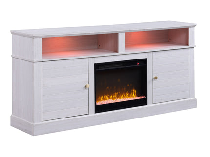 Terra - TV Stand Console With Fireplace - White Walnut
