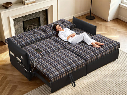 Sleeper Sofa, Expandable Sectional With Ottoman For Living Room