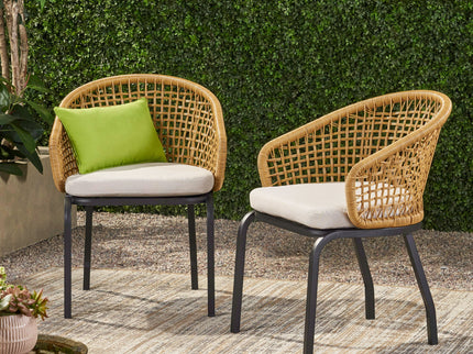 Outdoor Wicker Chair With Powder Coated Iron Legs