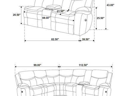 Mclean - Power Reclining Sectional Sofa With Storage Console - Dark Brown